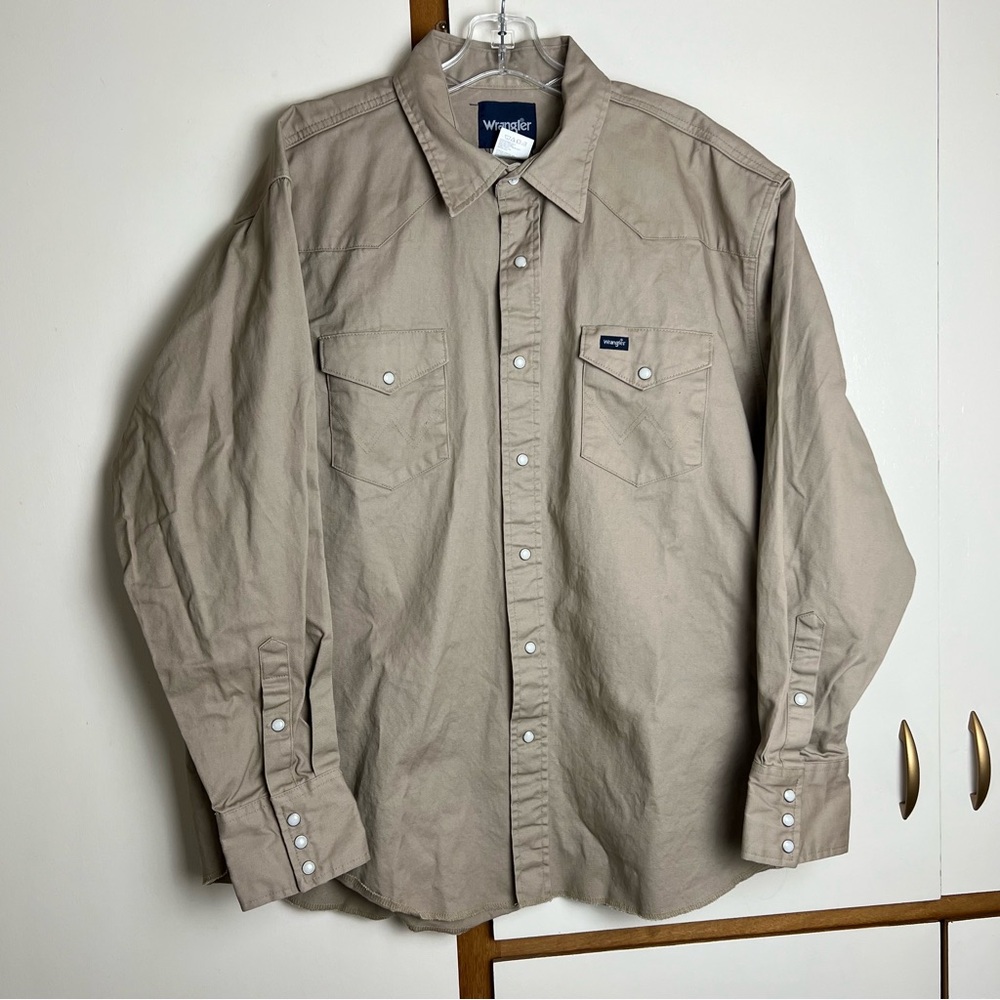 Wrangler Canvas Pearl Snap Western Shirt Size XXL EUC
